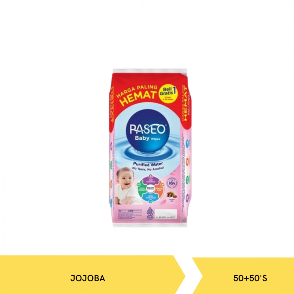 PASEO BABY WIPES JOJOBA 50`S BOGOF X18