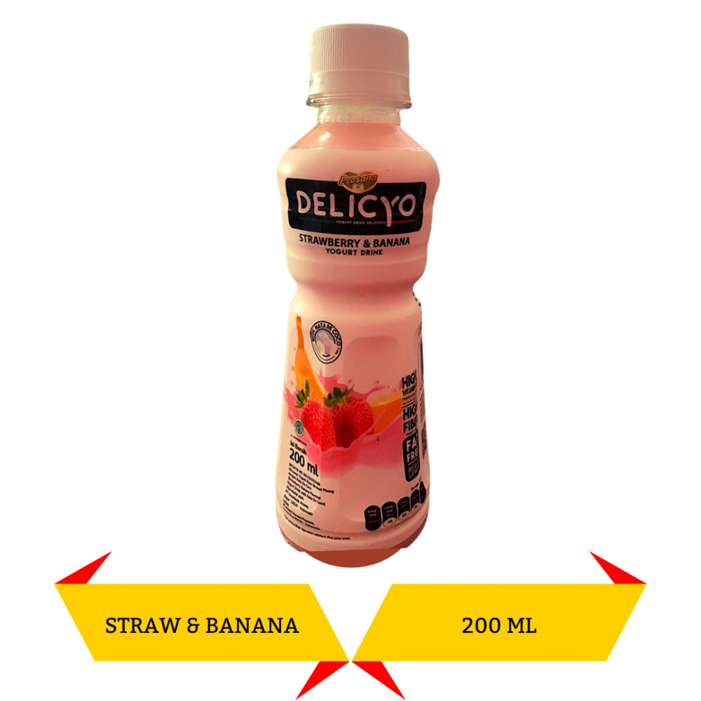 DELICYO YOGURT DRINK STRAW&amp;BANANA 200ML