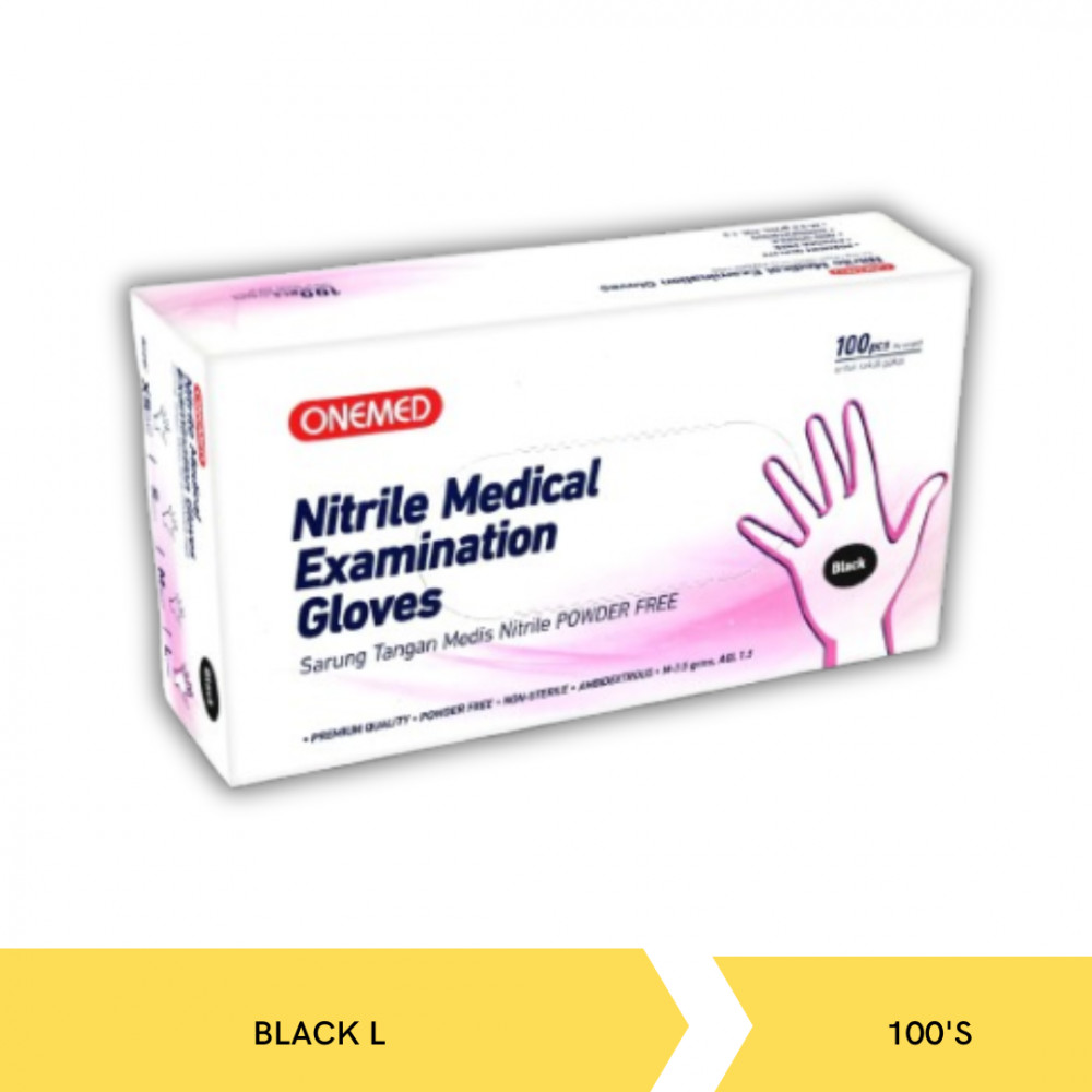 ONEMED NITRILE MEDICAL GLOVES BLACK L BOX 100`S X 10
