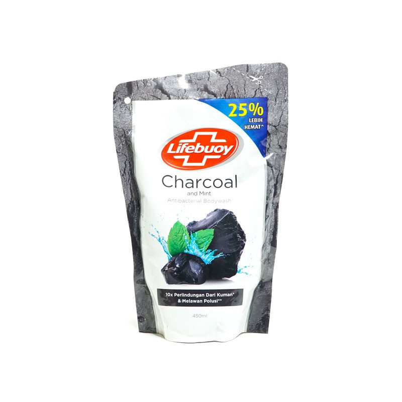 LIFEBUOY BW CHARCOAL MINT POUCH 450ML X 24
