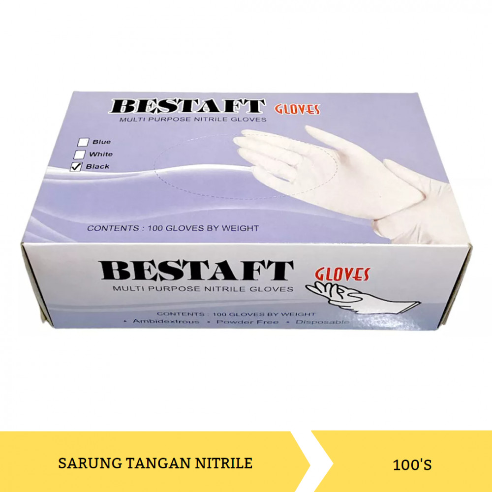 BESTAFT GLOVES NITRILE BLACK M/100`S