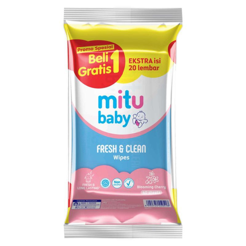MITU BABY WIPES F&amp;C BLOOMING CHERRY 50+50`S X 24