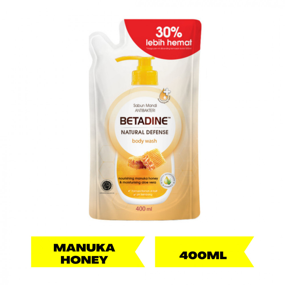 BETADINE BODY WASH MANUKA HONEY POUCH 400ML
