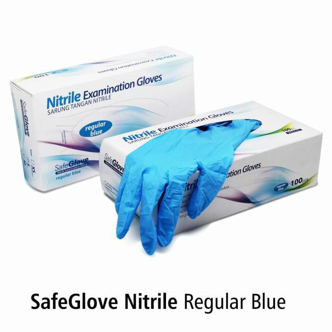 SAFEGLOVES NITRILE GLOVES REGULAR BLUE KTK 100S