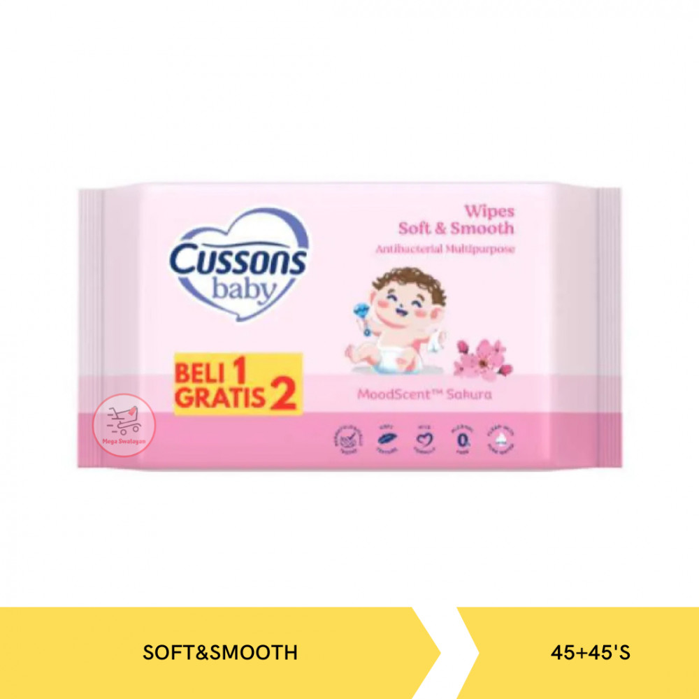 CUSSONS BABY WIPES SOFT&amp;SMOOTH 45+45`S