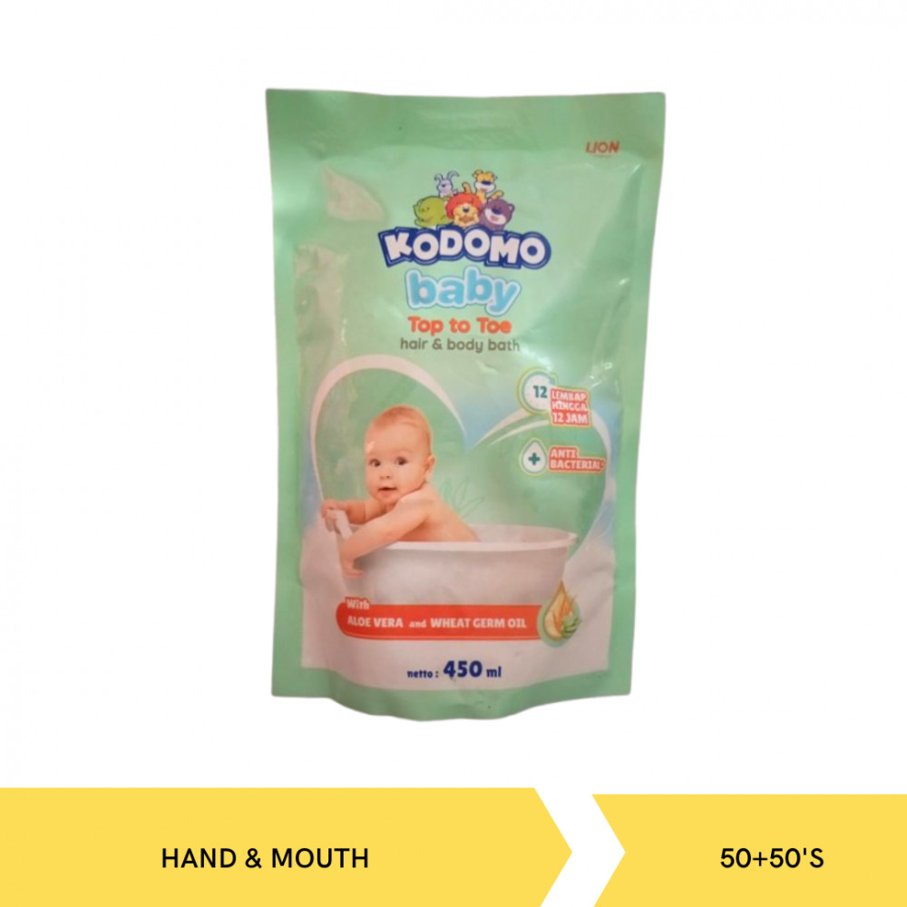 KODOMO BABY H&amp;B BATH ALOE&amp;WHEAT GERM OIL POUCH 450MLX24
