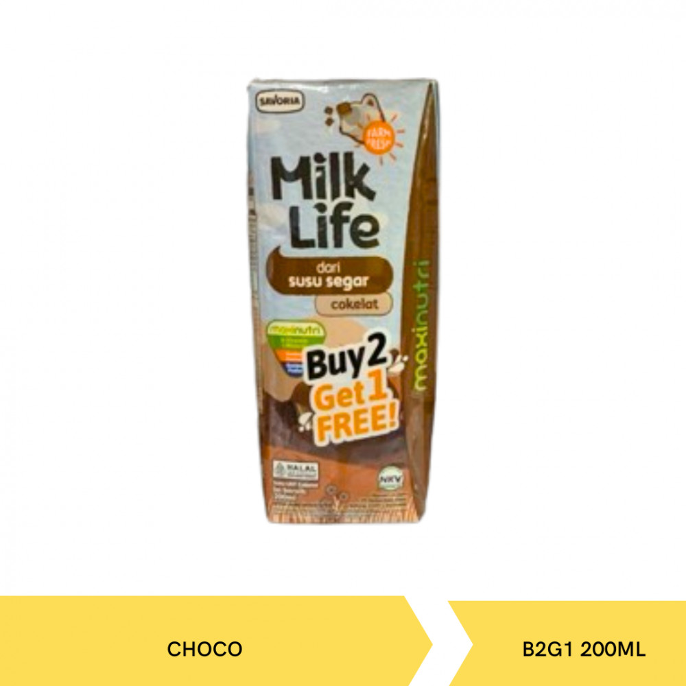MILK LIFE UHT CHOCO B2G1 200ML X 12