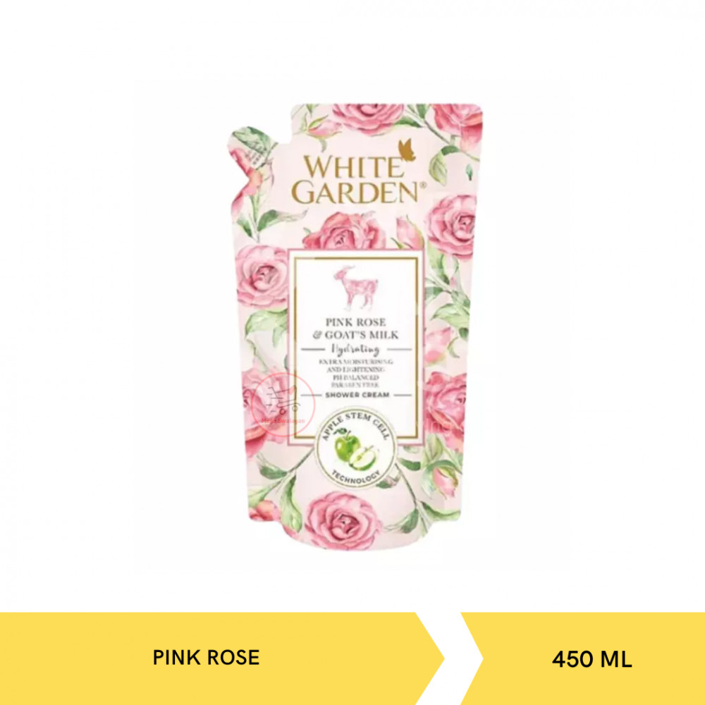 WHITE GARDEN SHOWER PINK ROSE POUCH 450ML X 24