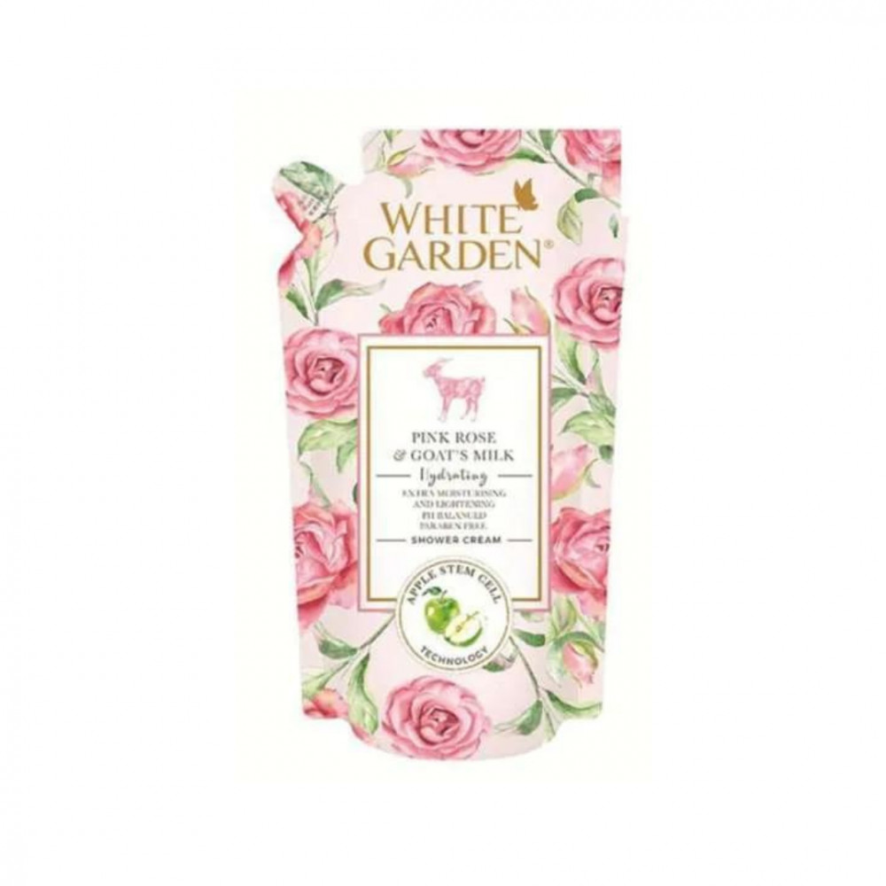 WHITE GARDEN SHOWER PINK ROSE POUCH 900ML