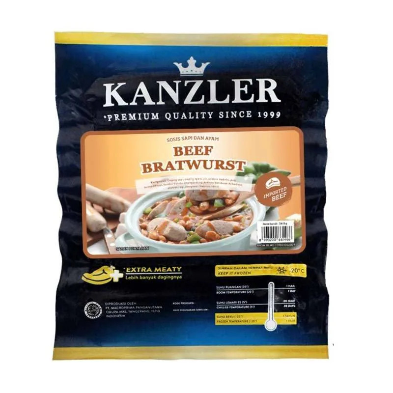 KANZLER BEEF BRATWURST 360G X 20