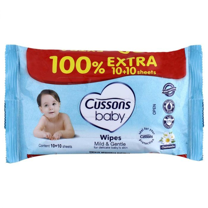 CUSSONS BABY WIPES 10+10`S MILD&amp;GENTLE